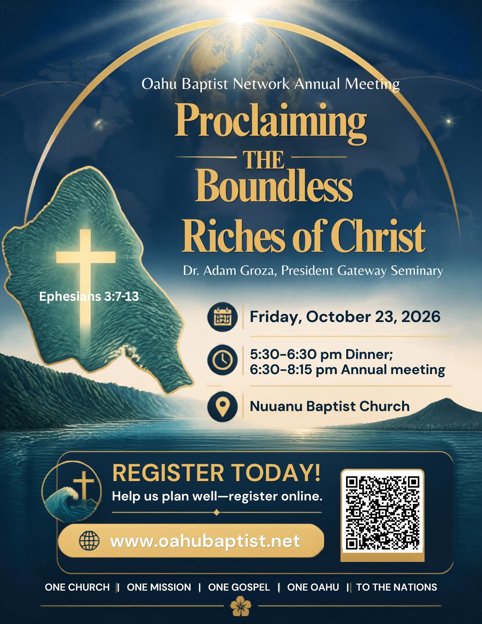 Event flyer: OBN Annual Meeting — Proclaiming the Boundless Riches of Christ