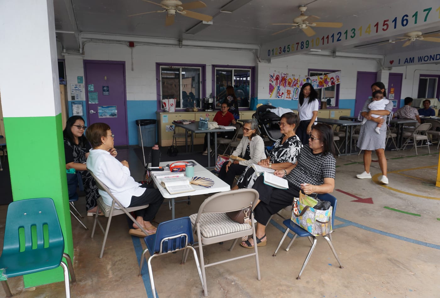 Women's Sunday School group studying the Bible together
