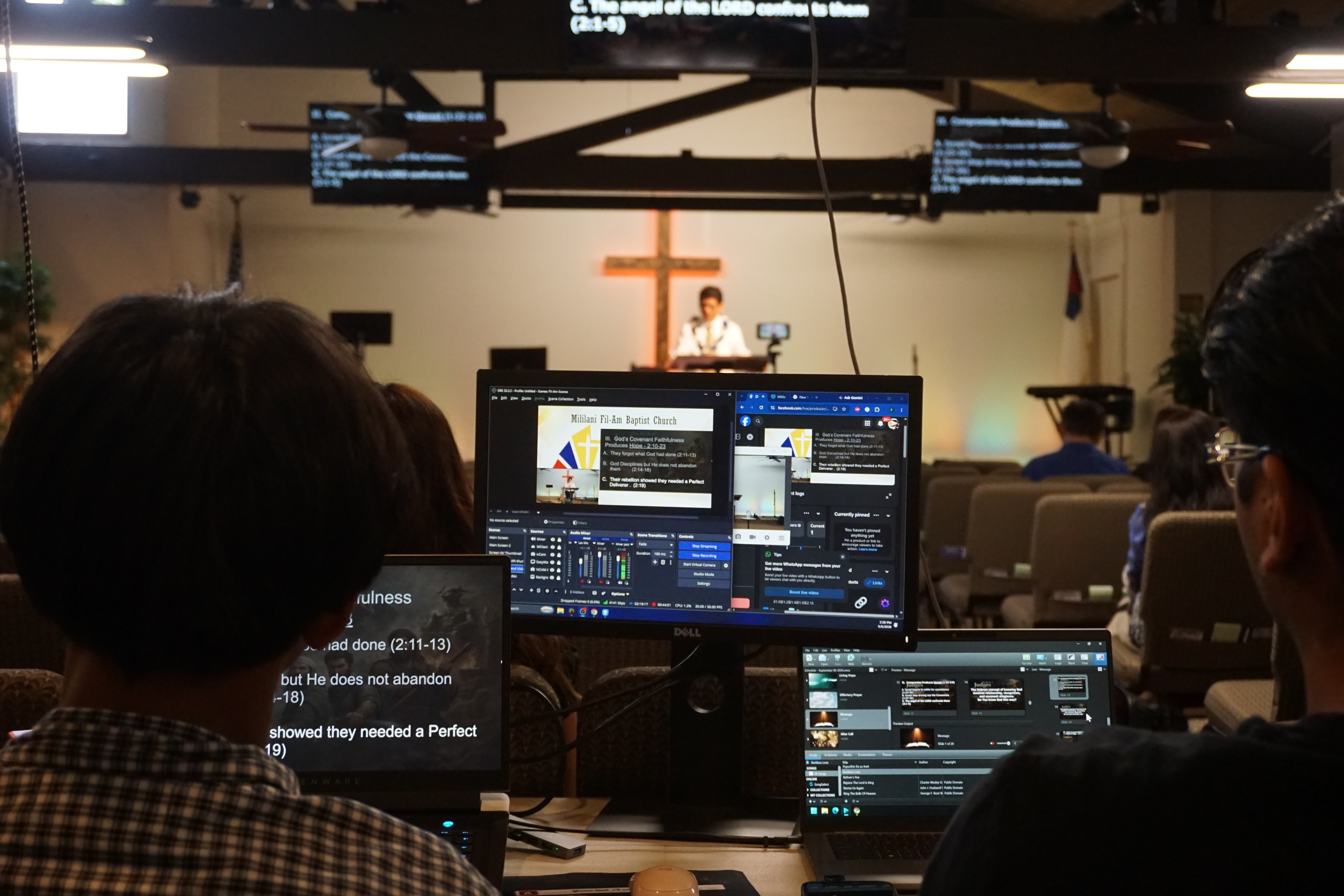 Live stream team broadcasting the Sunday service